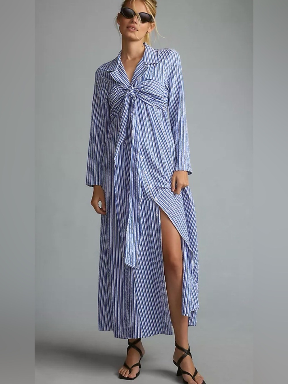 Anthropologie Porridge Tie-Front Shirt Dress XL